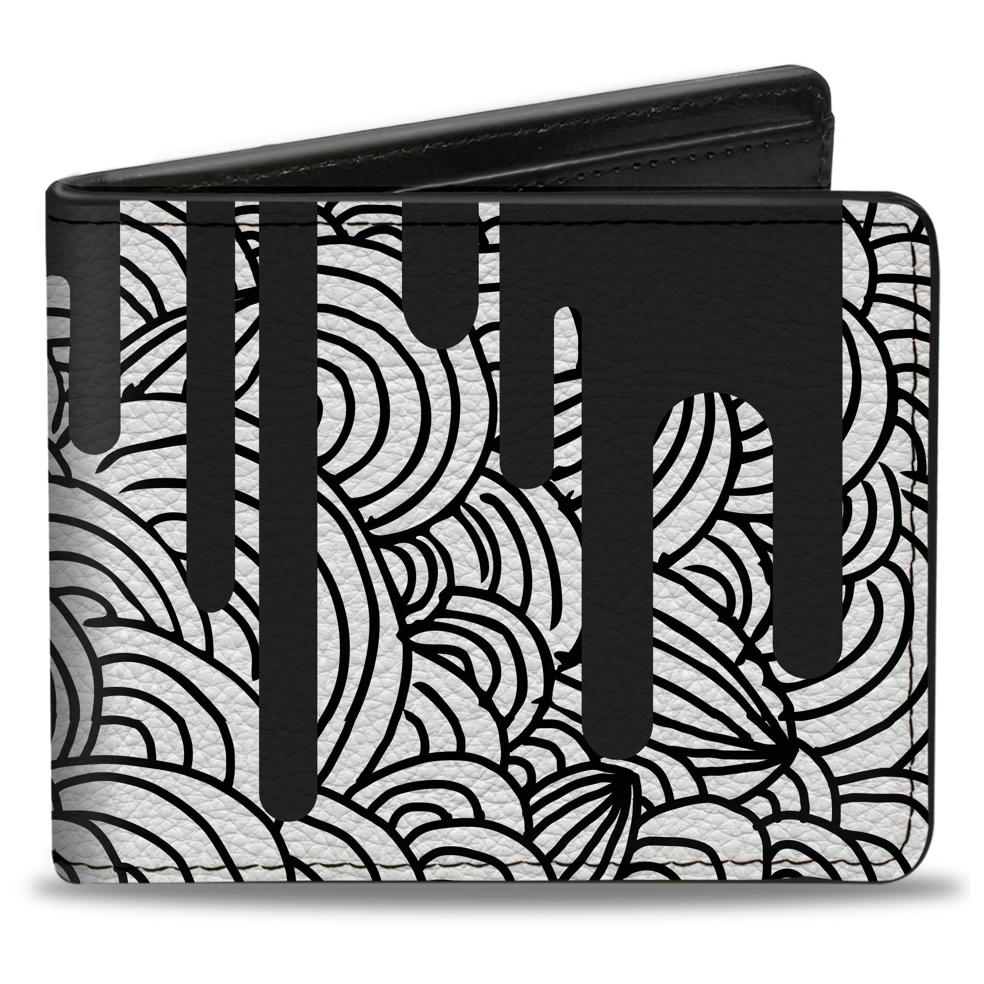 Bi-Fold Wallet - Doodle1 Paint Drips White Black Bi-Fold Wallets Buckle-Down