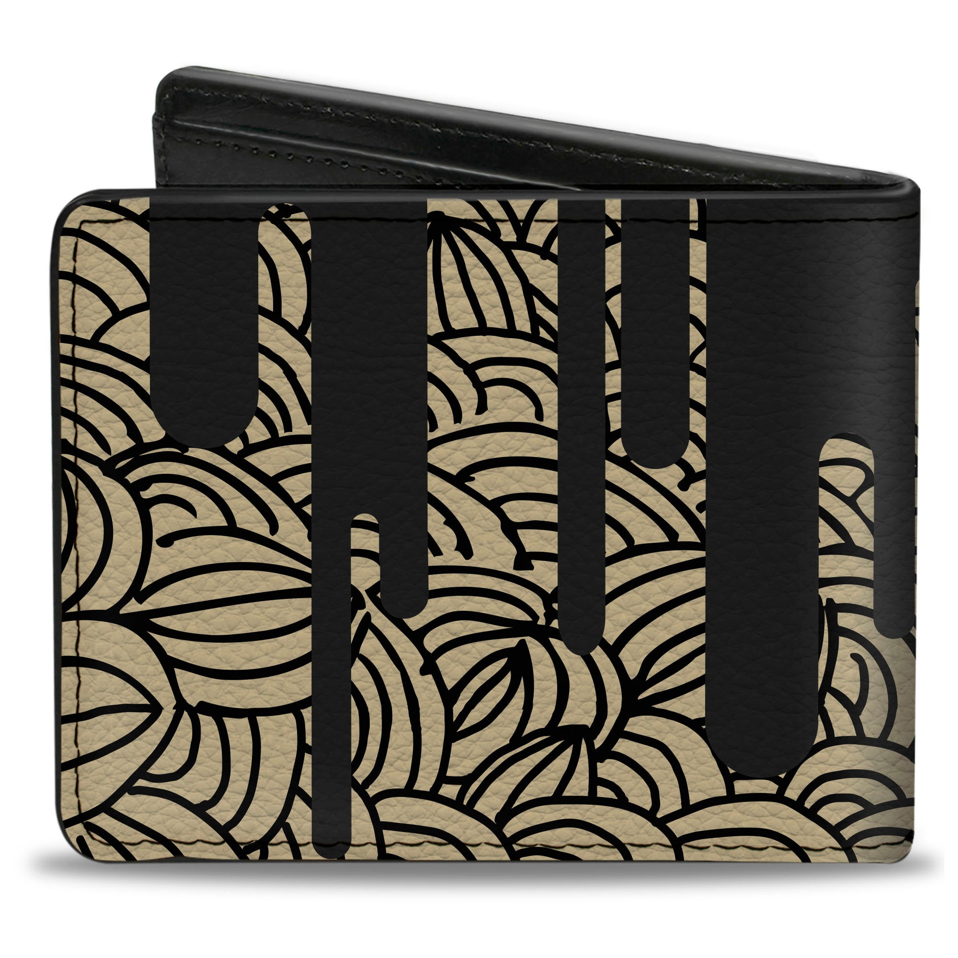 Bi-Fold Wallet - Doodle1 Paint Drips Cream Black Bi-Fold Wallets Buckle-Down