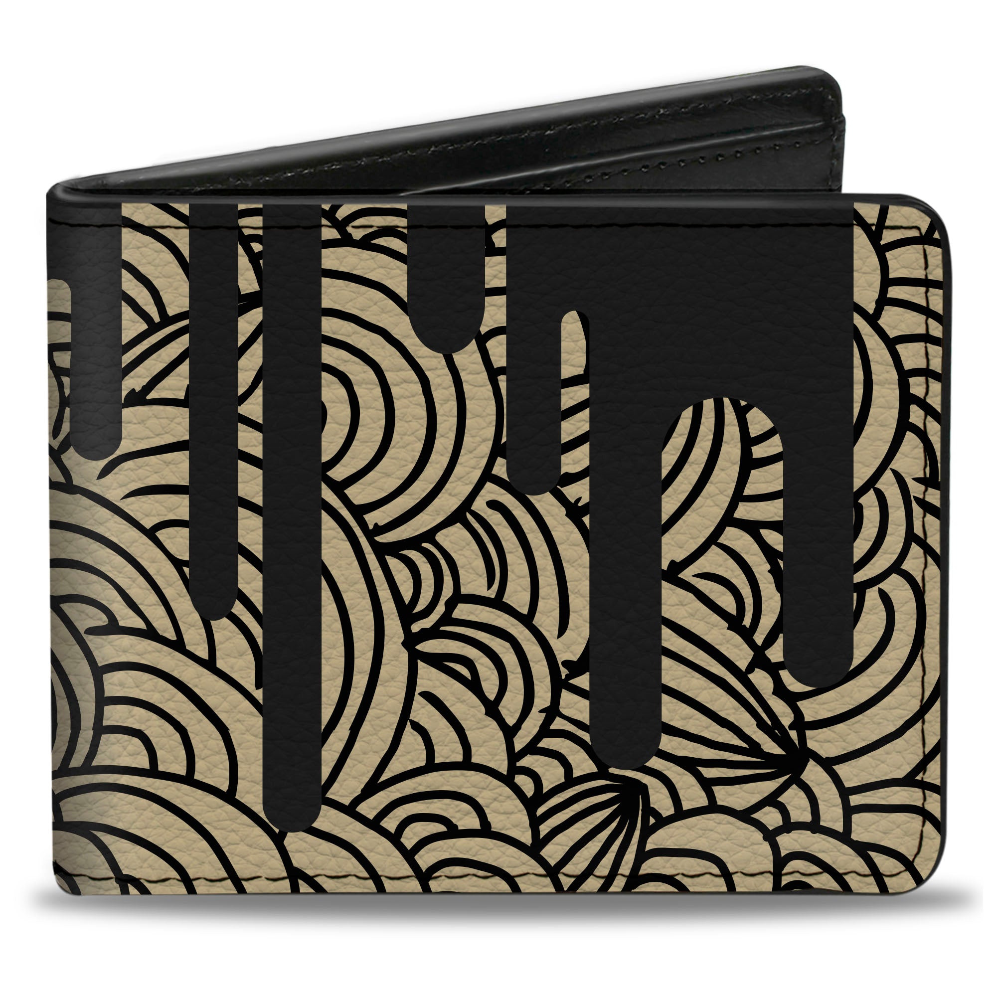 Bi-Fold Wallet - Doodle1 Paint Drips Cream Black Bi-Fold Wallets Buckle-Down
