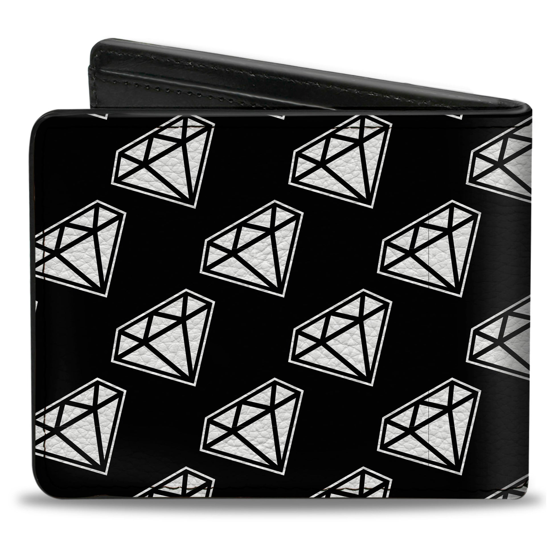 Bi-Fold Wallet - Diamonds Diagonal Black White Bi-Fold Wallets Buckle-Down