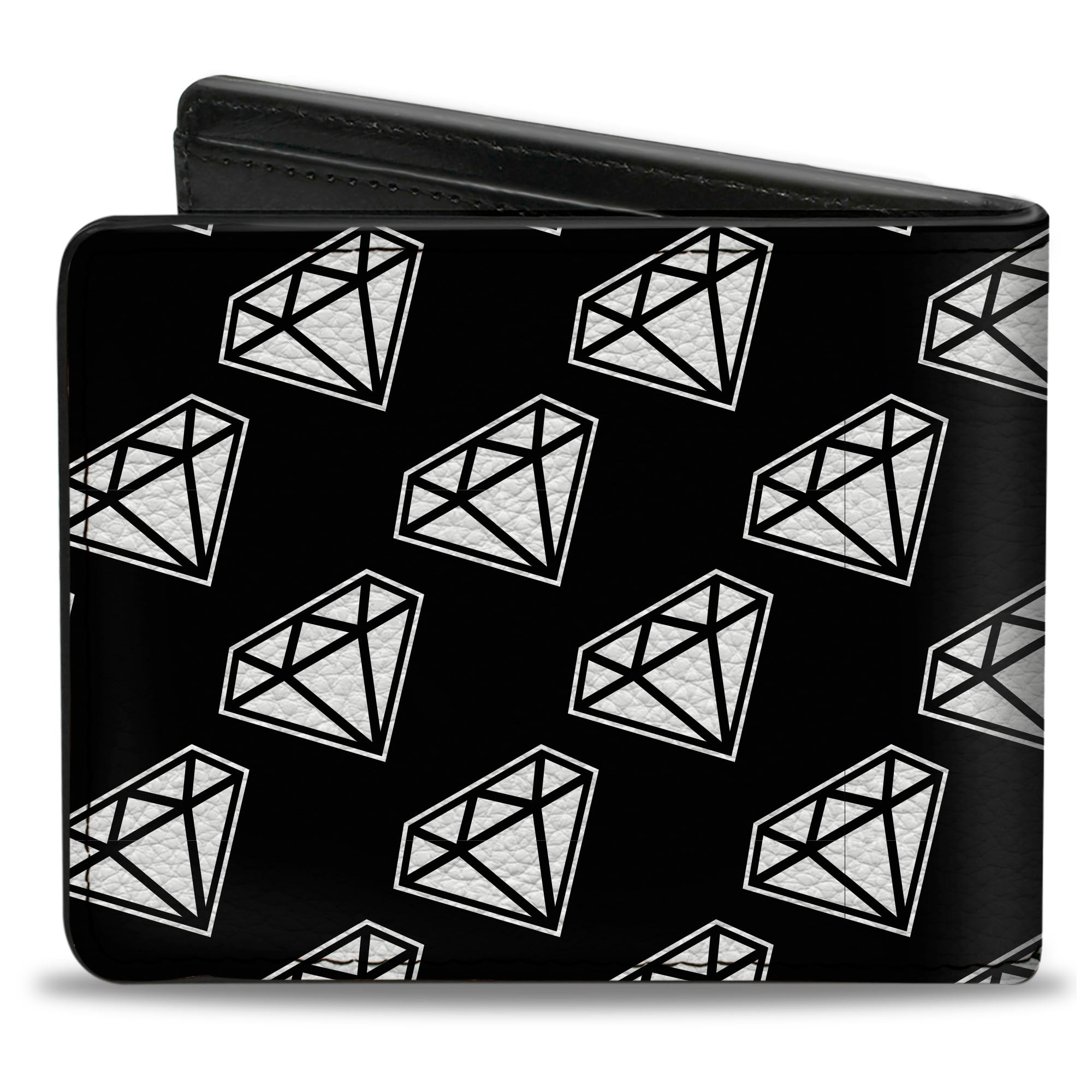 Bi-Fold Wallet - Diamonds Diagonal Black White Bi-Fold Wallets Buckle-Down