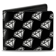 Bi-Fold Wallet - Diamonds Diagonal Black White Bi-Fold Wallets Buckle-Down