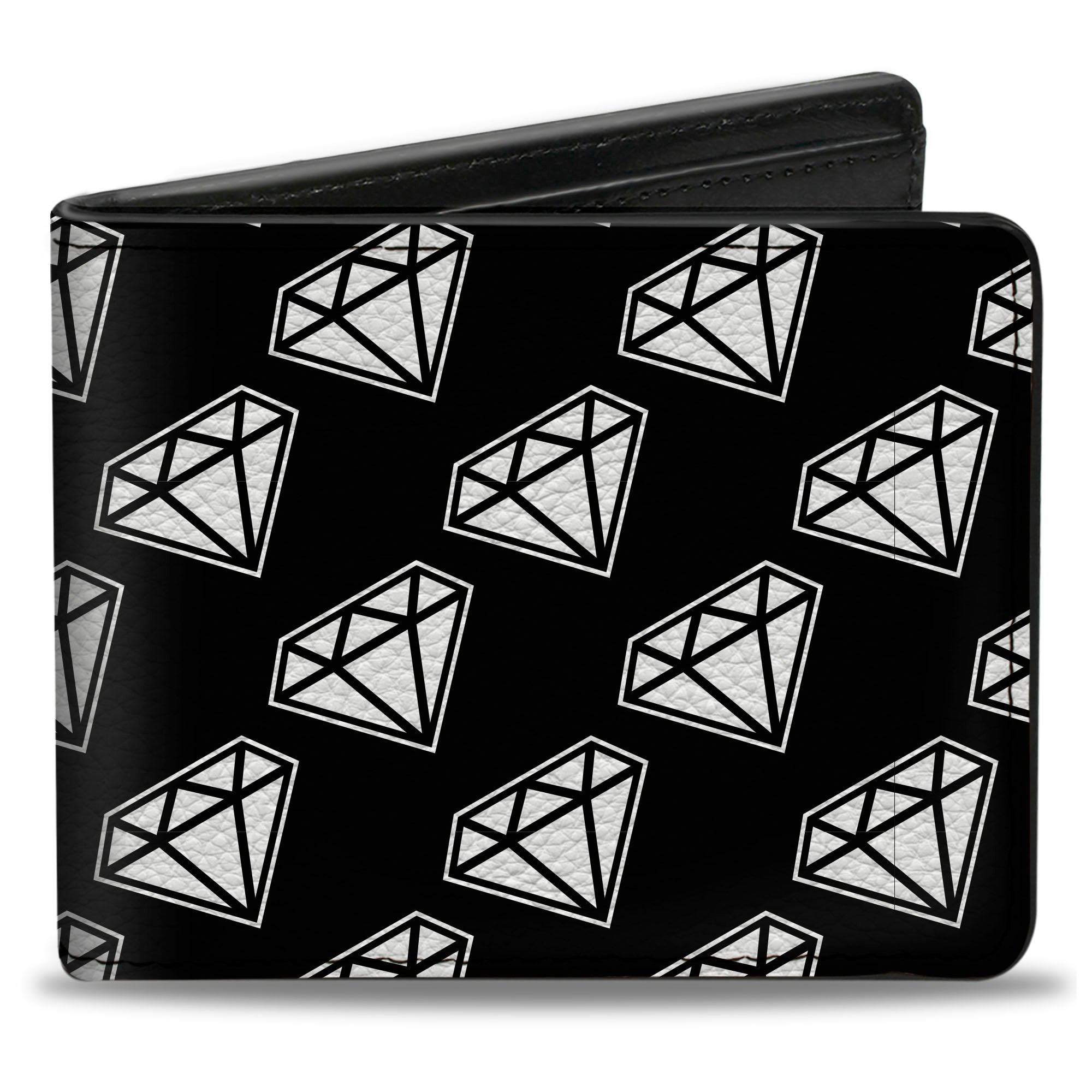 Bi-Fold Wallet - Diamonds Diagonal Black White Bi-Fold Wallets Buckle-Down