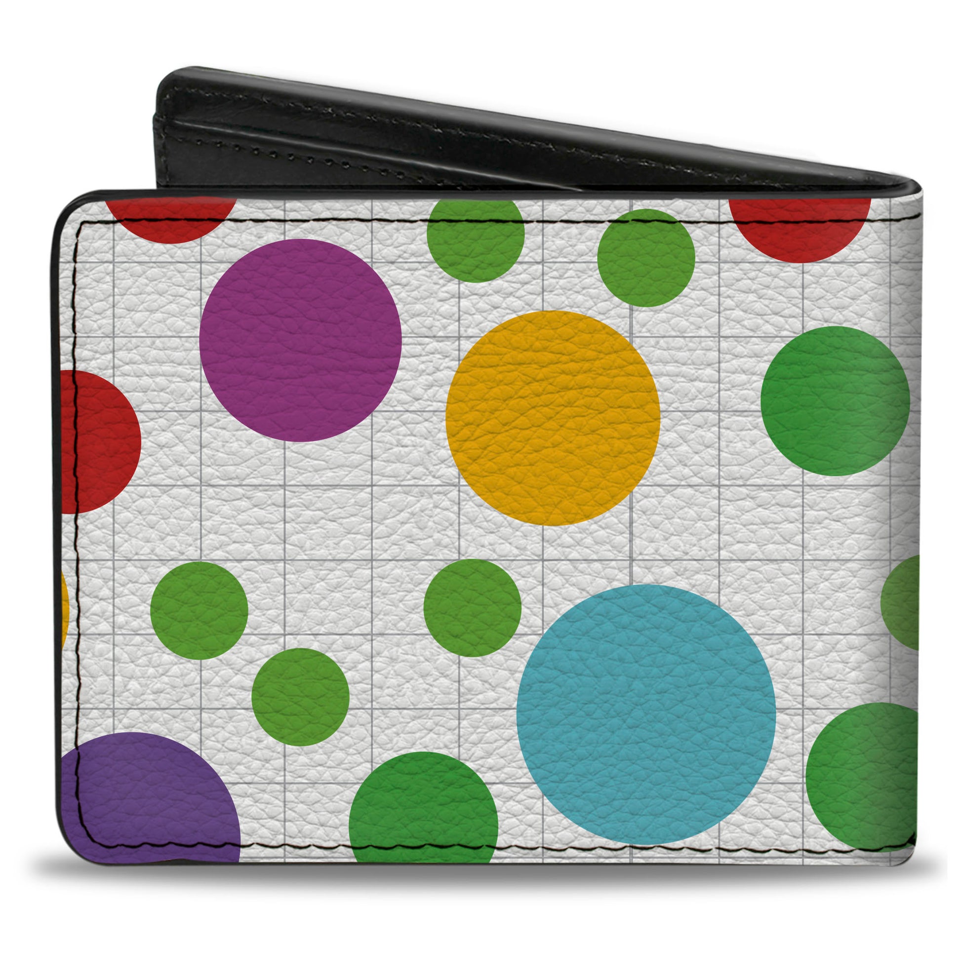 Bi-Fold Wallet - Dots Grid White Gray Multi Color Bi-Fold Wallets Buckle-Down