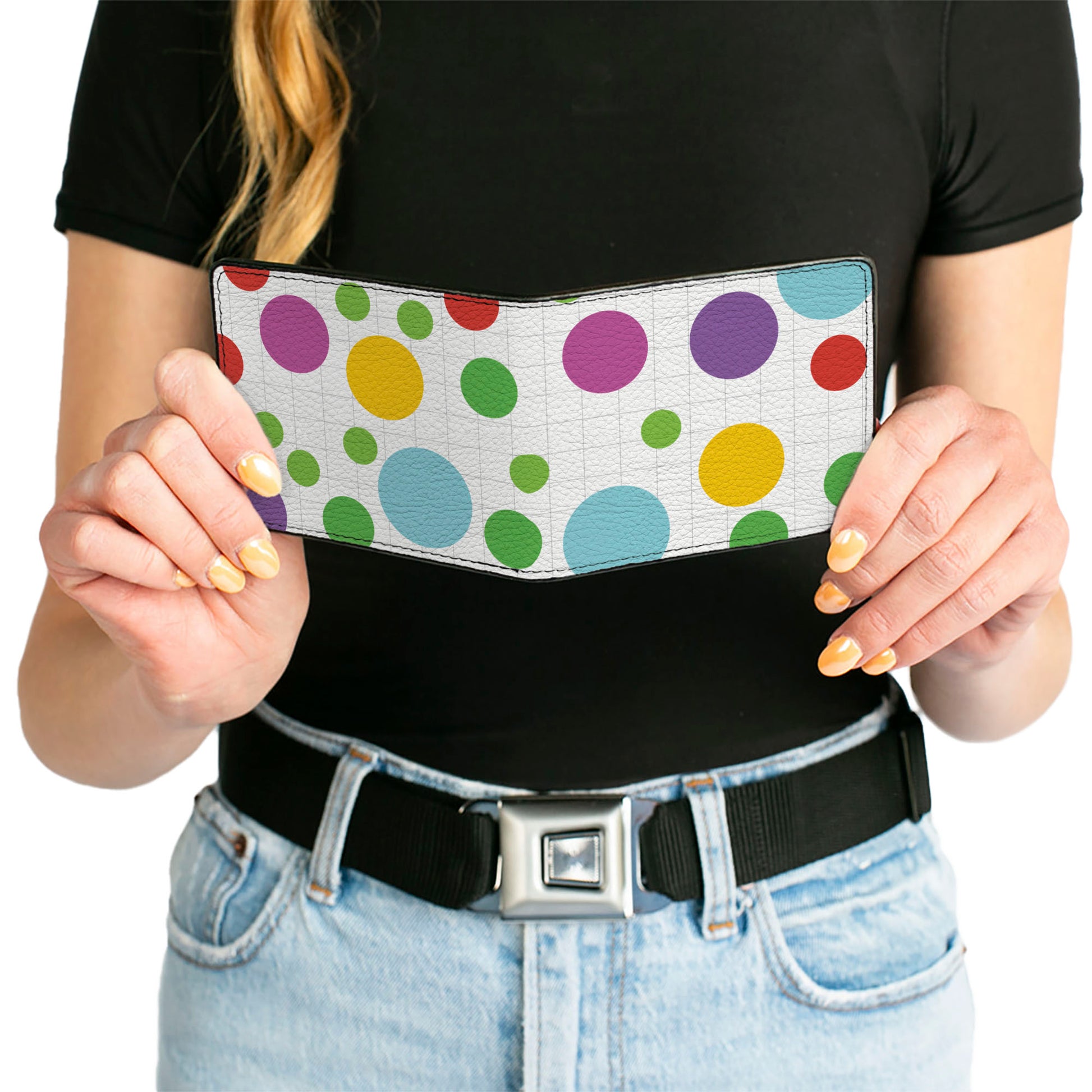 Bi-Fold Wallet - Dots Grid White Gray Multi Color Bi-Fold Wallets Buckle-Down
