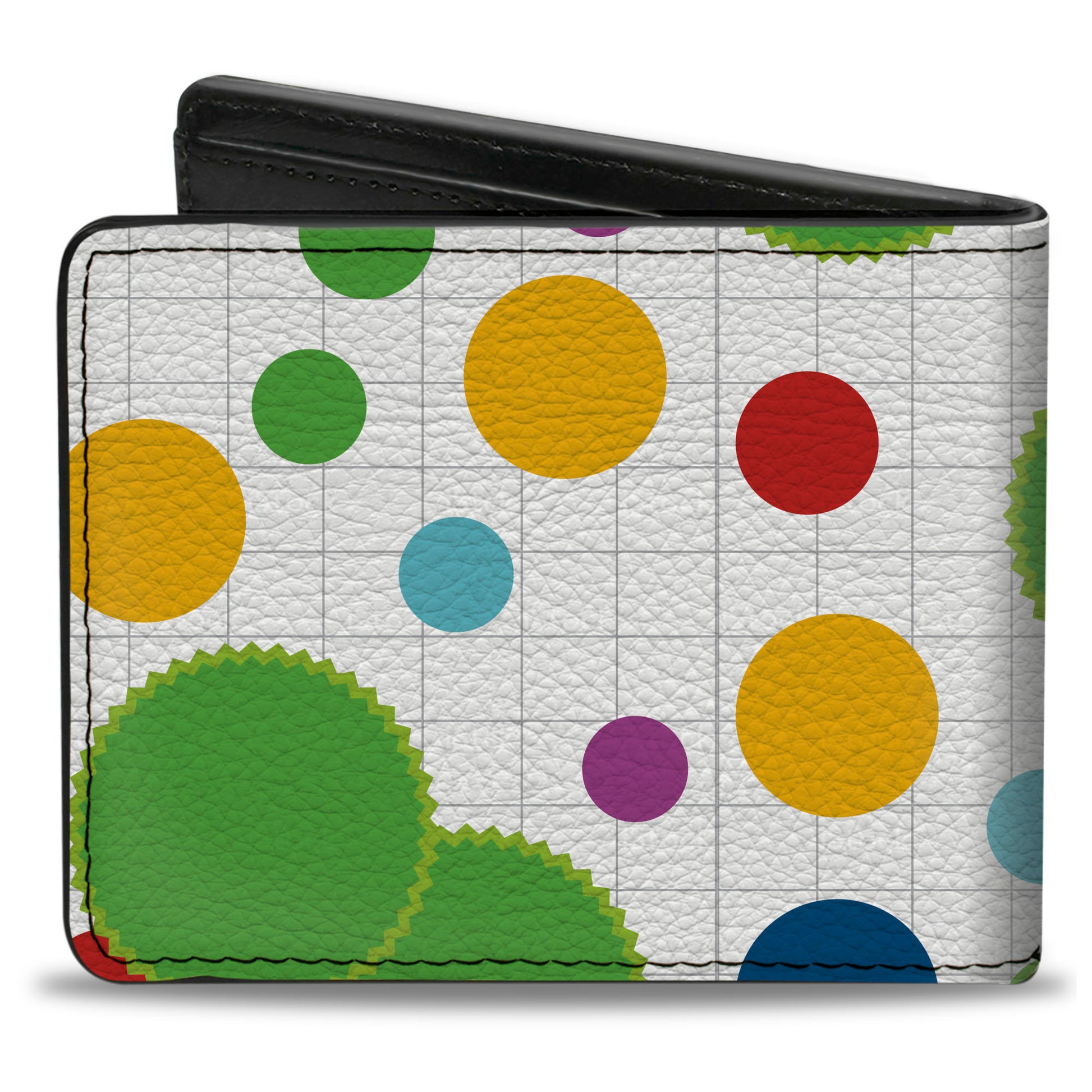 Bi-Fold Wallet - Dots Grid2 White Gray Multi Color Bi-Fold Wallets Buckle-Down
