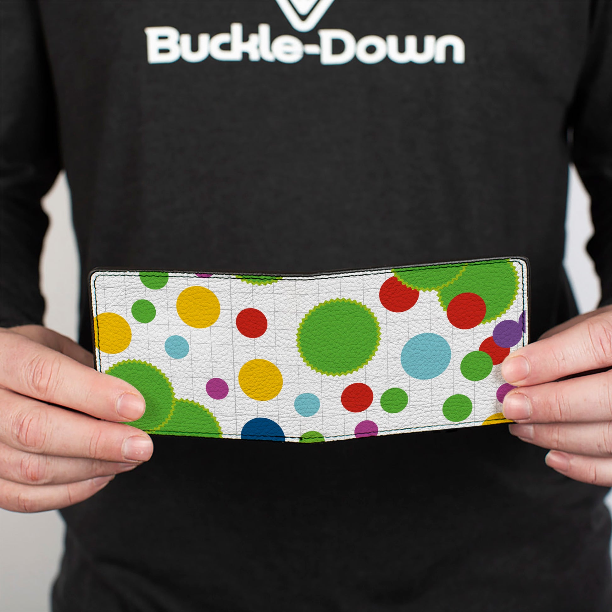 Bi-Fold Wallet - Dots Grid2 White Gray Multi Color Bi-Fold Wallets Buckle-Down