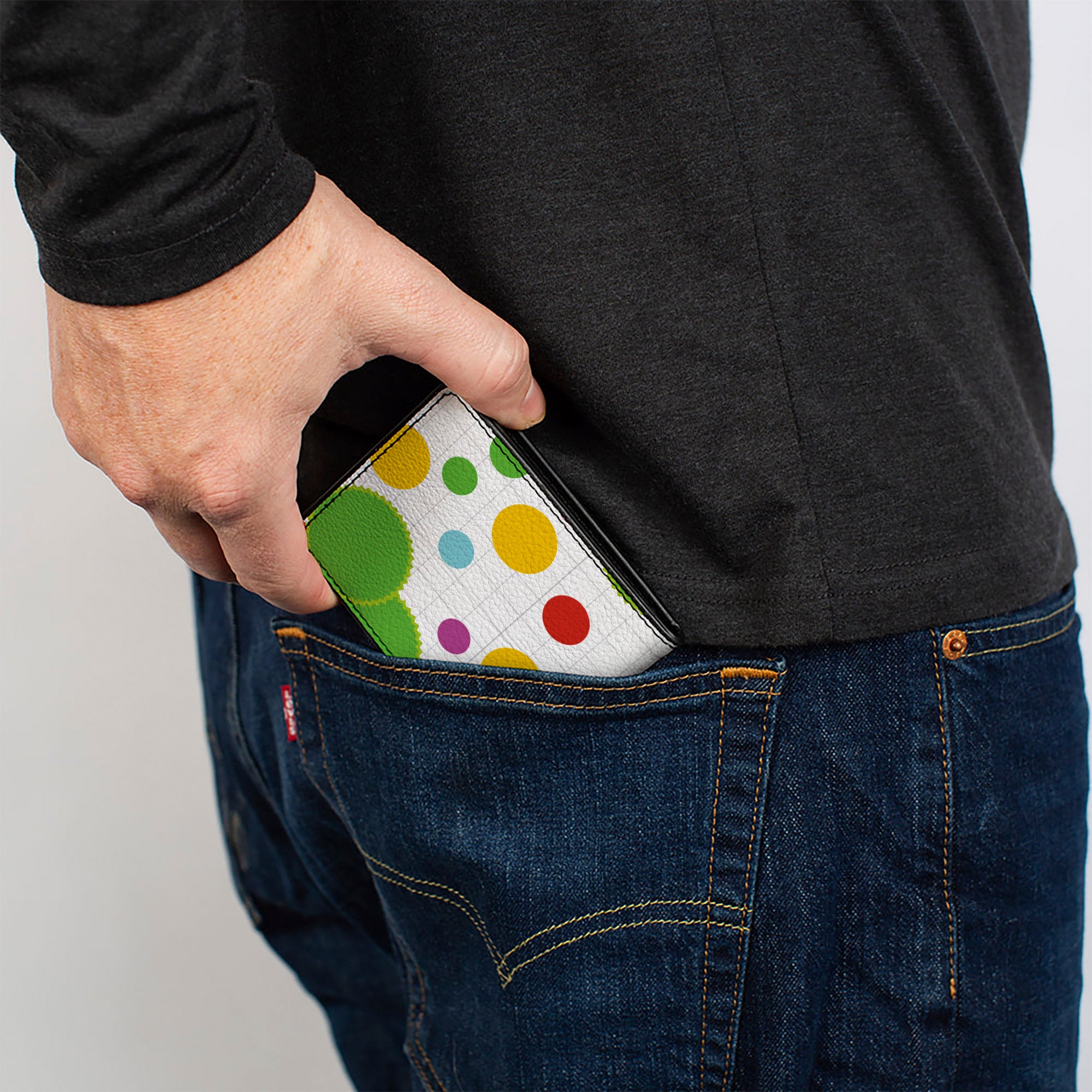 Bi-Fold Wallet - Dots Grid2 White Gray Multi Color Bi-Fold Wallets Buckle-Down