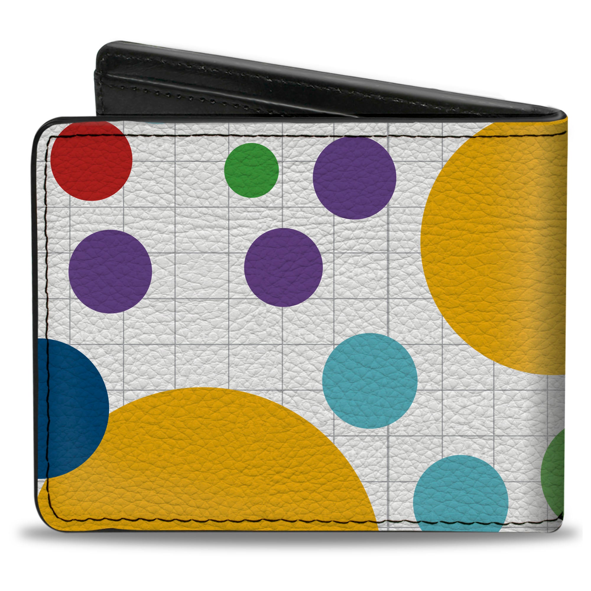 Bi-Fold Wallet - Dots Grid3 White Gray Multi Color Bi-Fold Wallets Buckle-Down