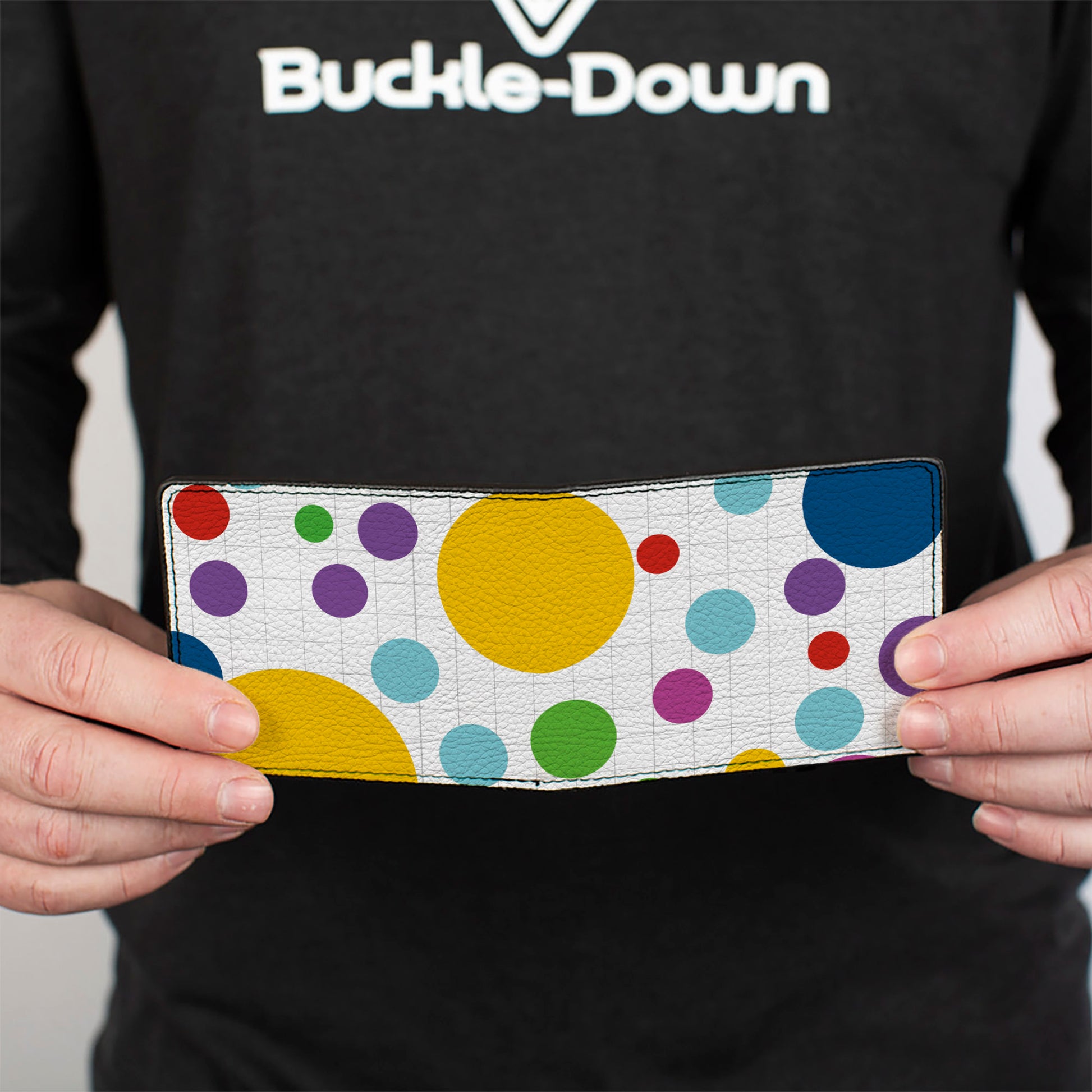 Bi-Fold Wallet - Dots Grid3 White Gray Multi Color Bi-Fold Wallets Buckle-Down