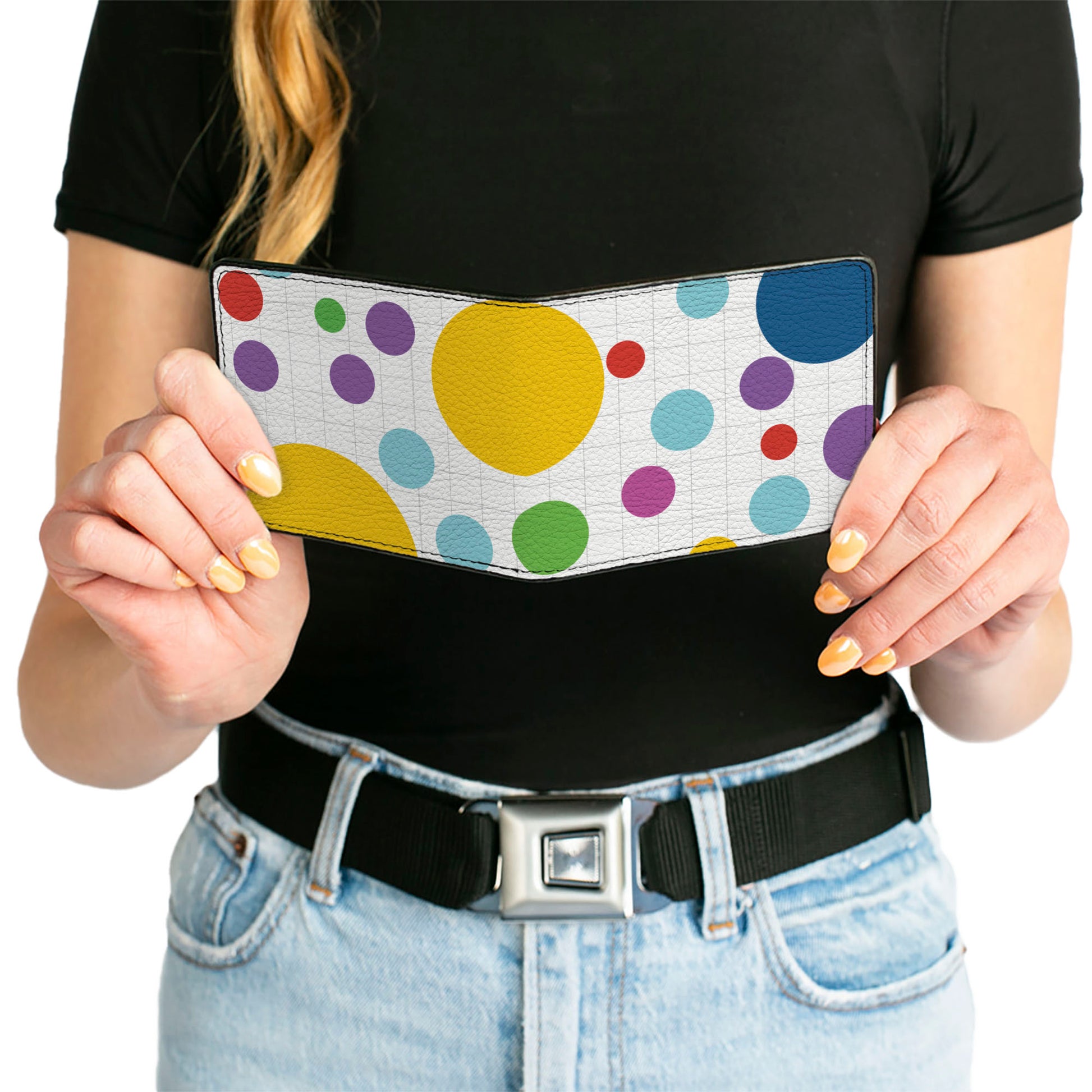 Bi-Fold Wallet - Dots Grid3 White Gray Multi Color Bi-Fold Wallets Buckle-Down