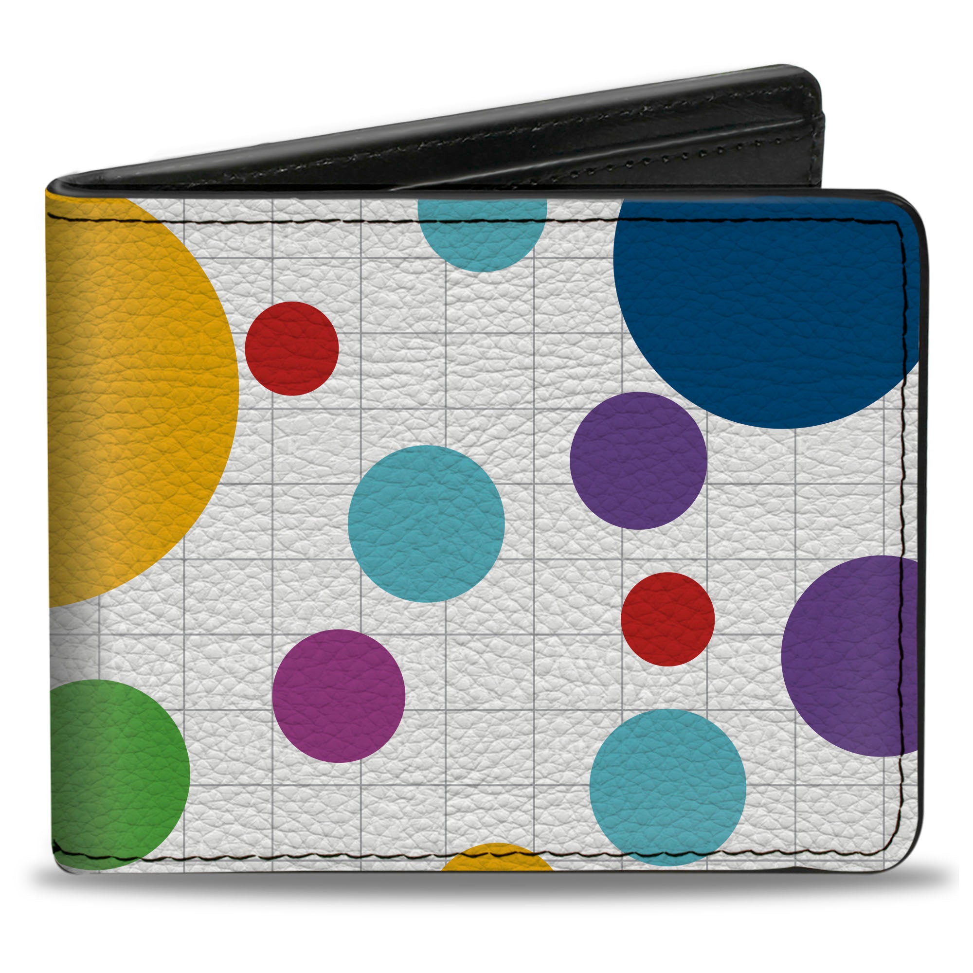 Bi-Fold Wallet - Dots Grid3 White Gray Multi Color Bi-Fold Wallets Buckle-Down