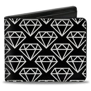 Bi-Fold Wallet - Diamonds Diagonal2 Lines Black White Bi-Fold Wallets Buckle-Down
