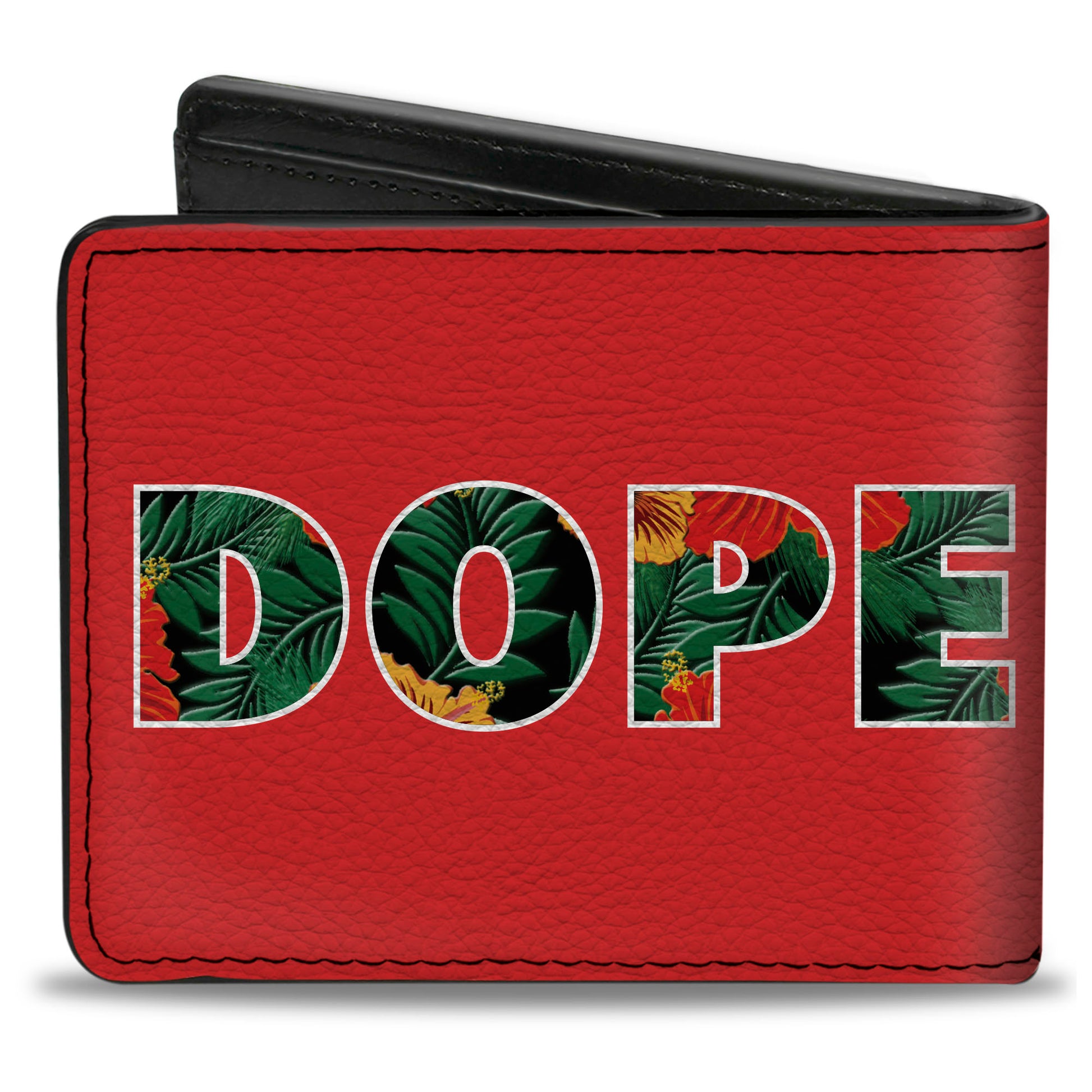 Bi-Fold Wallet - DOPE Red White Tropical Flowers Bi-Fold Wallets Buckle-Down