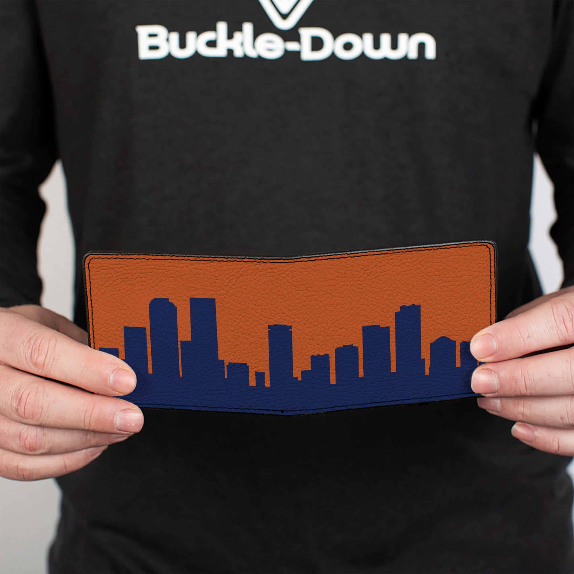 Bi-Fold Wallet - Denver Solid Skyline Orange Navy Bi-Fold Wallets Buckle-Down