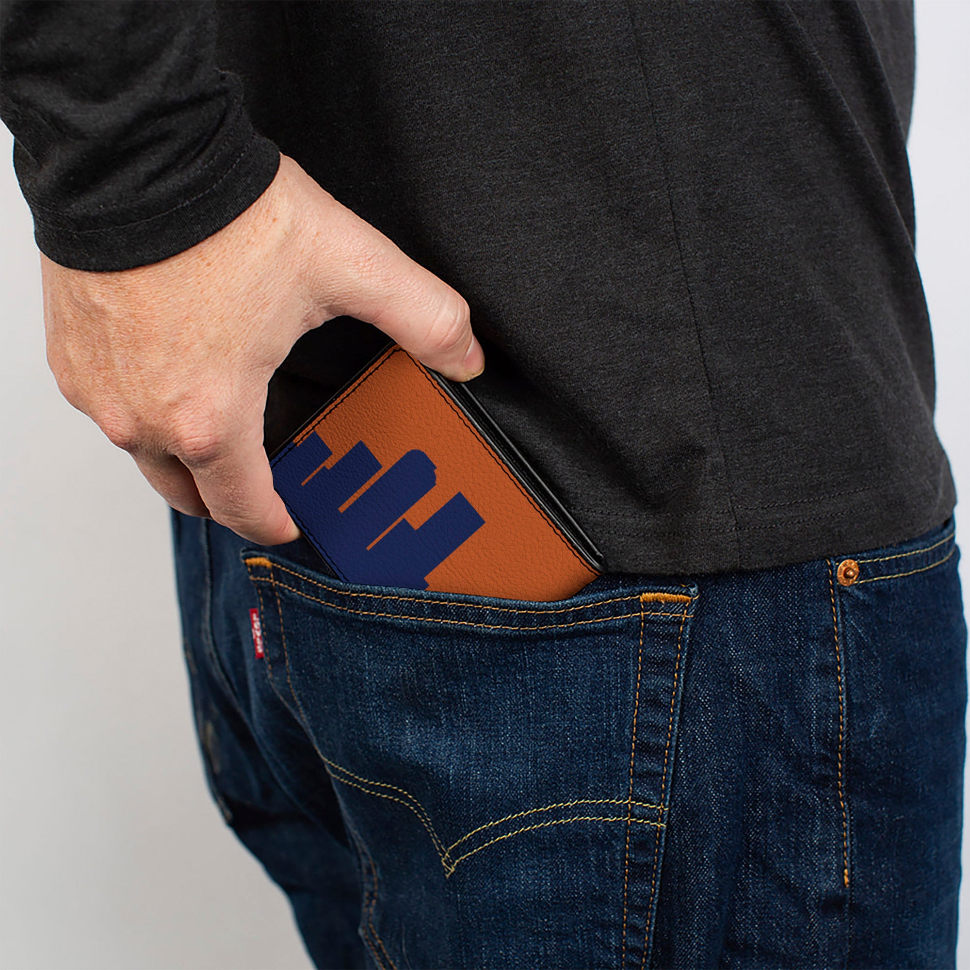 Bi-Fold Wallet - Denver Solid Skyline Orange Navy Bi-Fold Wallets Buckle-Down