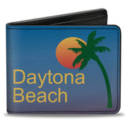 Bi-Fold Wallet - DAYTON BEACH Script Sun Palm Trees Blue Fade Yellow Oranges Green Bi-Fold Wallets Buckle-Down