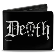 Bi-Fold Wallet - DEATH w Coffin Old English Black White Bi-Fold Wallets Buckle-Down