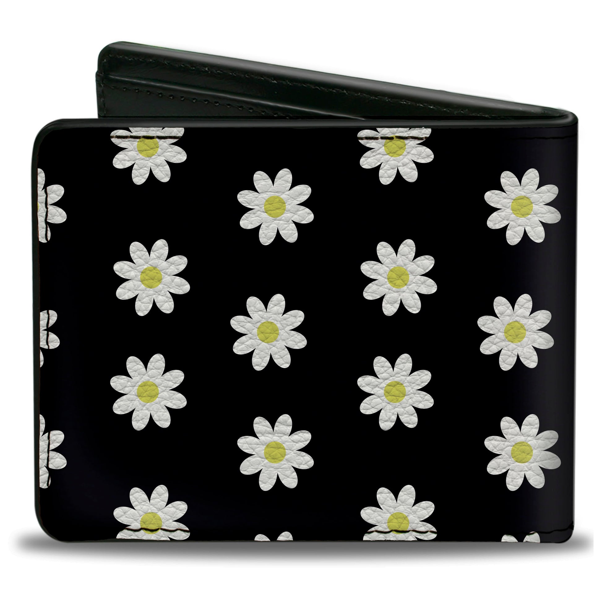 Bi-Fold Wallet - Daisies Scattered Black White Yellow Bi-Fold Wallets Buckle-Down