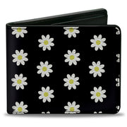 Bi-Fold Wallet - Daisies Scattered Black White Yellow Bi-Fold Wallets Buckle-Down