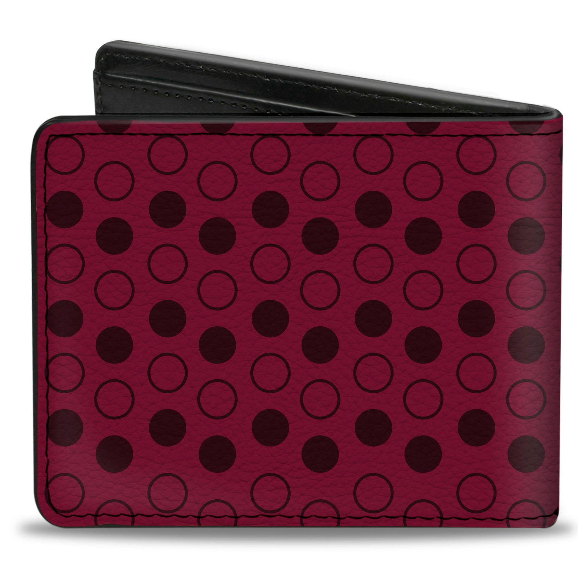 Bi-Fold Wallet - Dots Solid Outline Maroon Bi-Fold Wallets Buckle-Down