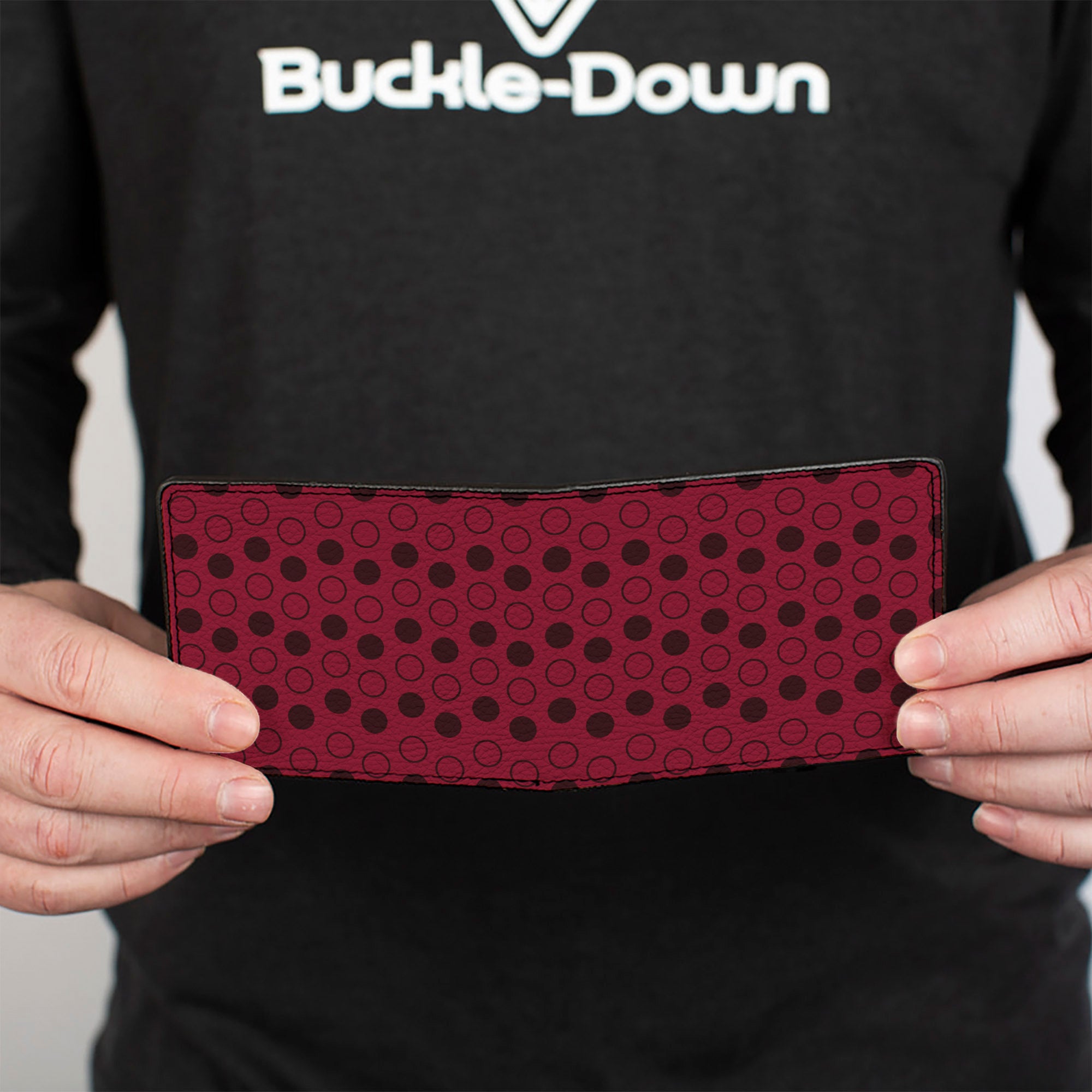 Bi-Fold Wallet - Dots Solid Outline Maroon Bi-Fold Wallets Buckle-Down