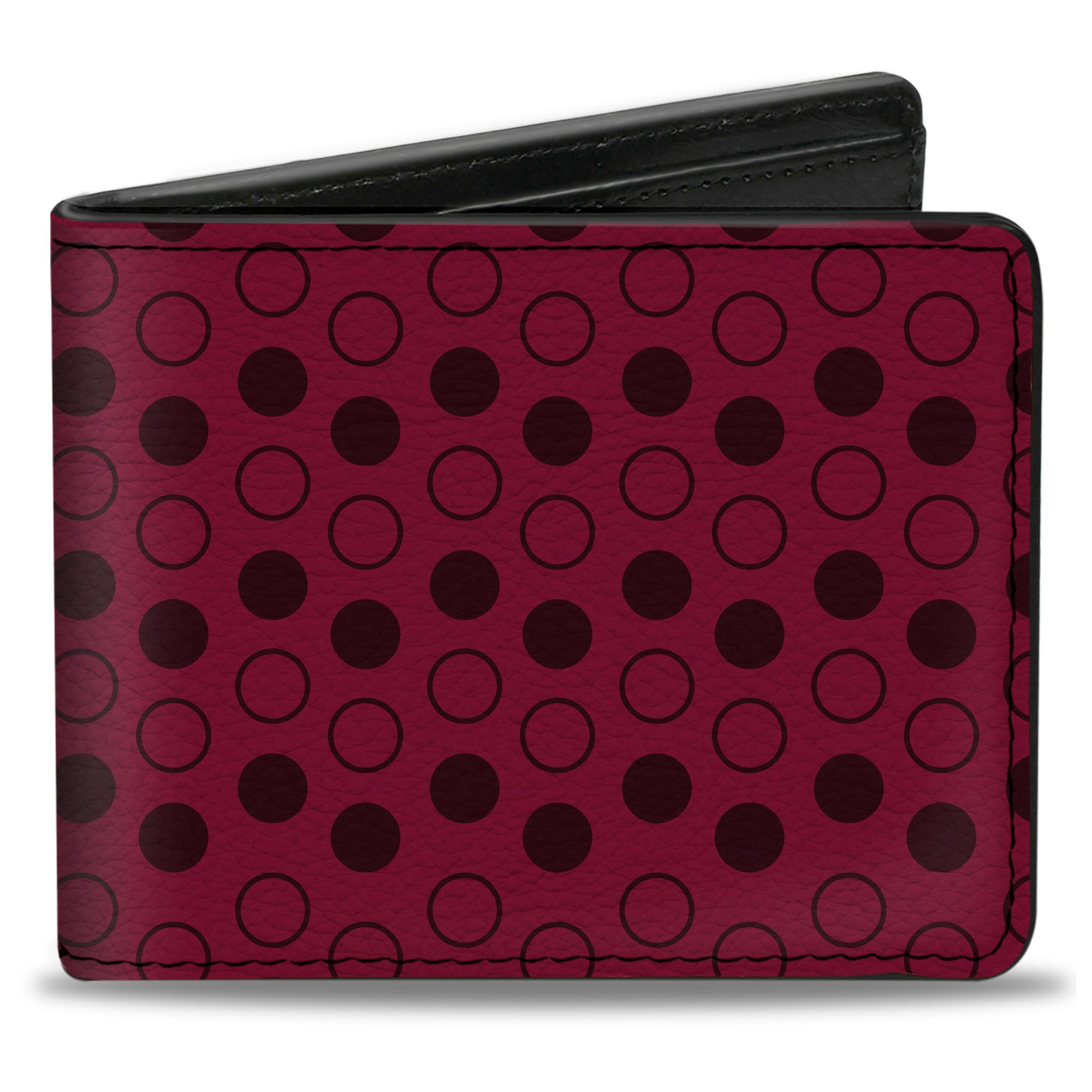 Bi-Fold Wallet - Dots Solid Outline Maroon Bi-Fold Wallets Buckle-Down