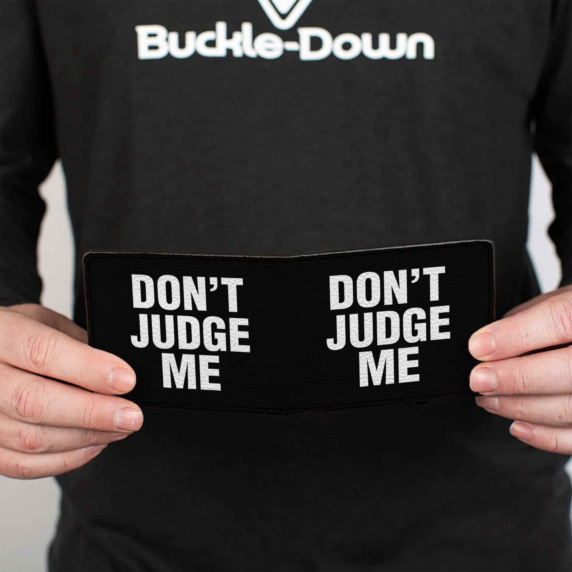 Bi-Fold Wallet - DON'T JUDGE ME Black White Bi-Fold Wallets Buckle-Down