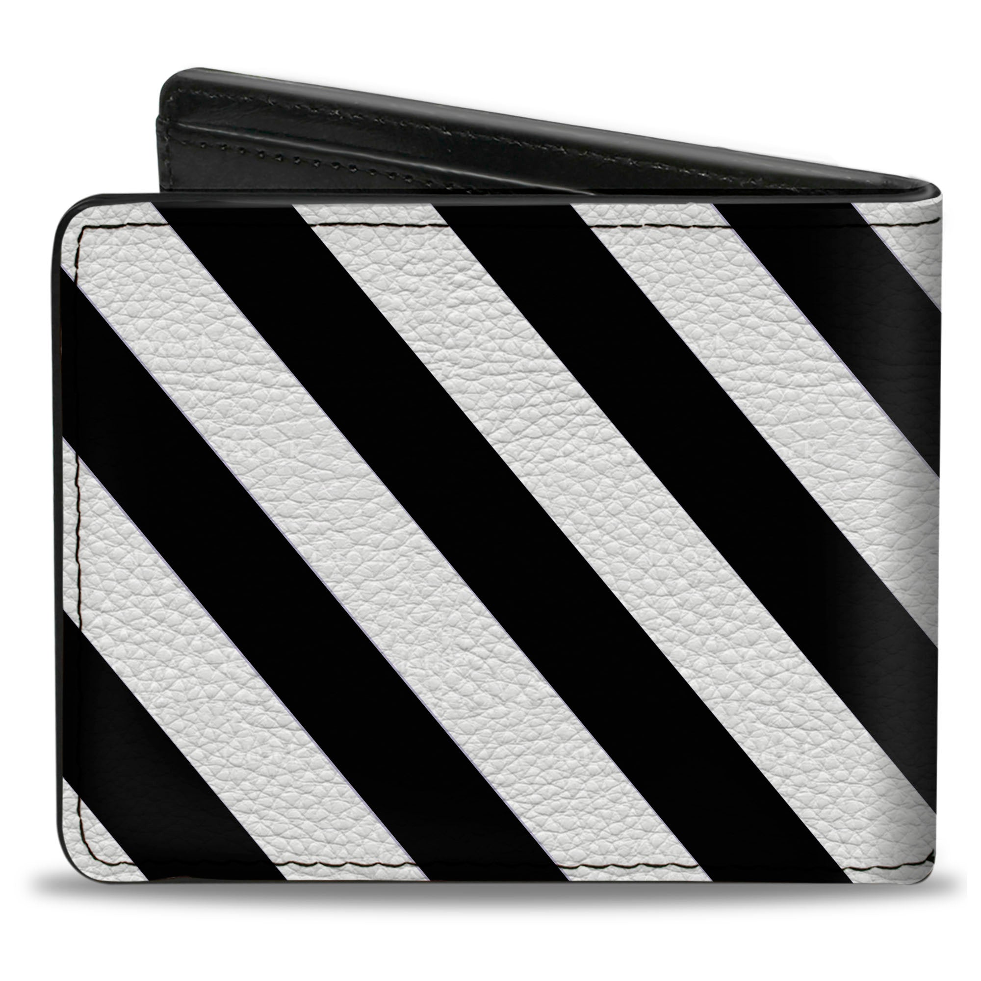 Bi-Fold Wallet - Diagonal Stripes2 White Black Bi-Fold Wallets Buckle-Down