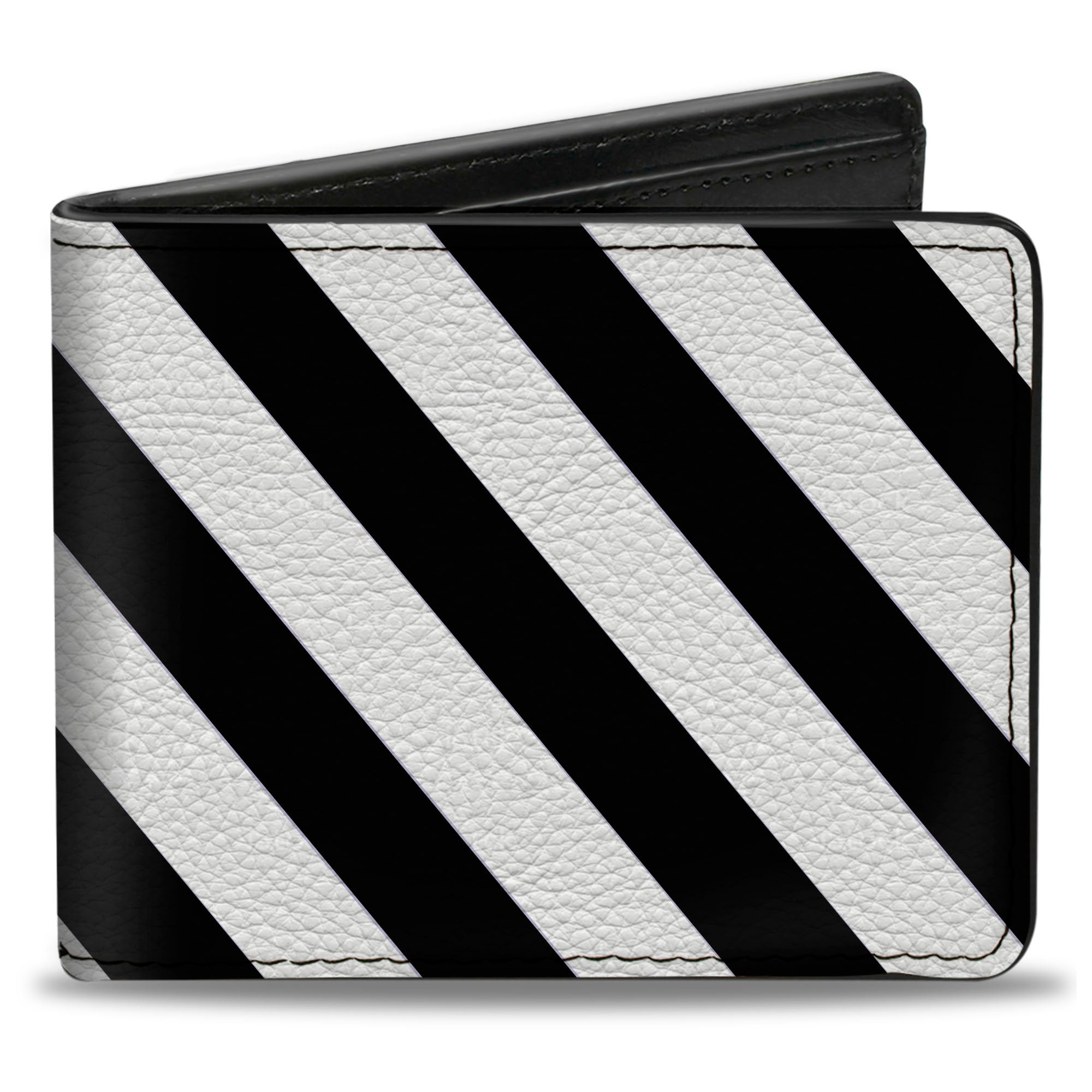 Bi-Fold Wallet - Diagonal Stripes2 White Black Bi-Fold Wallets Buckle-Down
