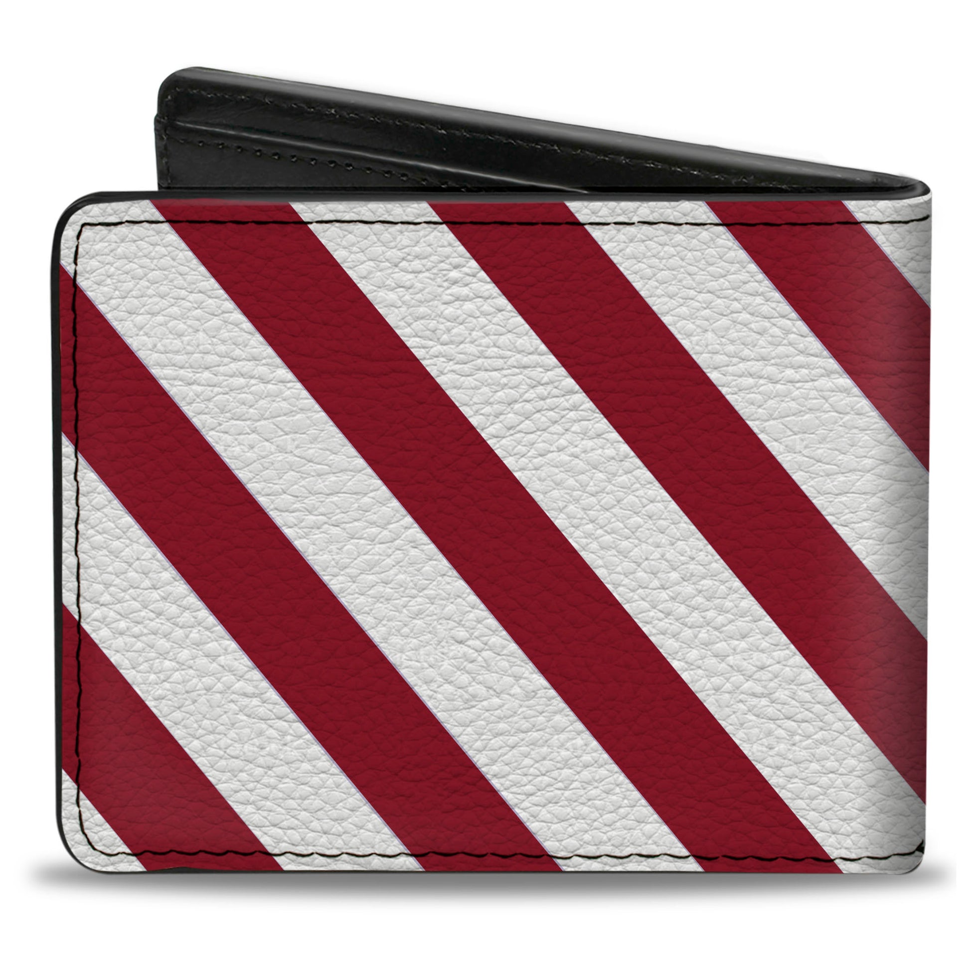 Bi-Fold Wallet - Diagonal Stripes2 White Burgundy Bi-Fold Wallets Buckle-Down