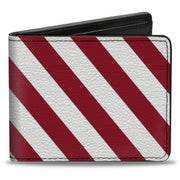 Bi-Fold Wallet - Diagonal Stripes2 White Burgundy Bi-Fold Wallets Buckle-Down