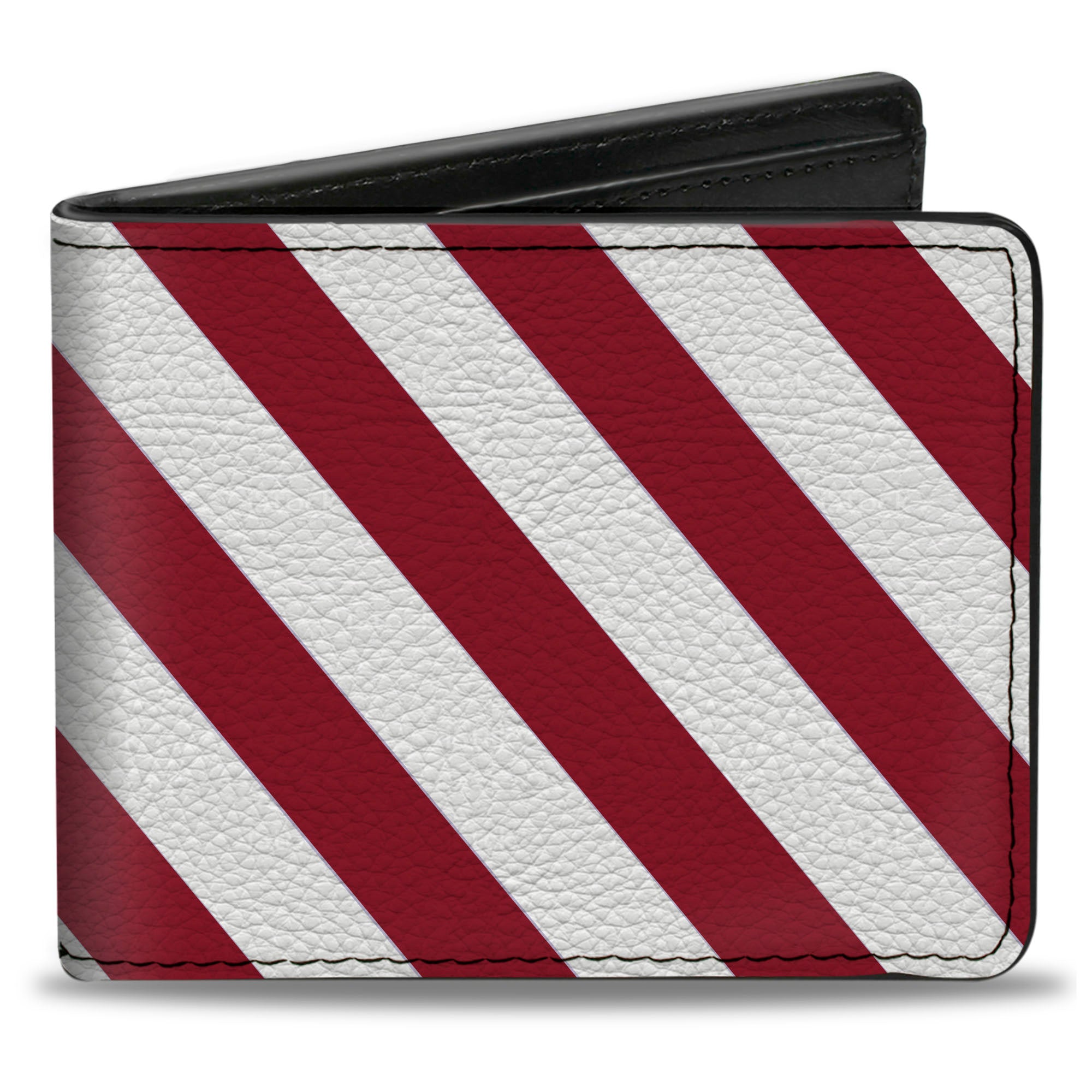Bi-Fold Wallet - Diagonal Stripes2 White Burgundy Bi-Fold Wallets Buckle-Down