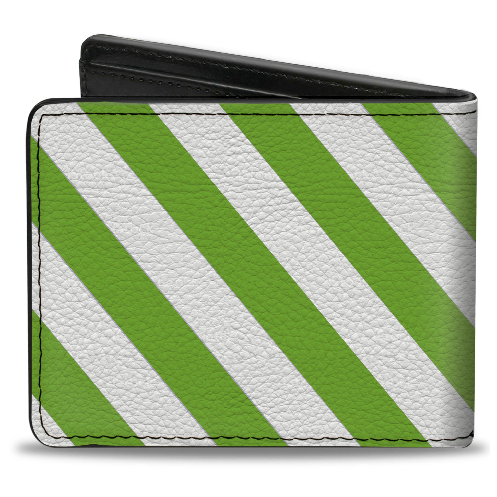 Bi-Fold Wallet - Diagonal Stripes2 White Lime Green Bi-Fold Wallets Buckle-Down