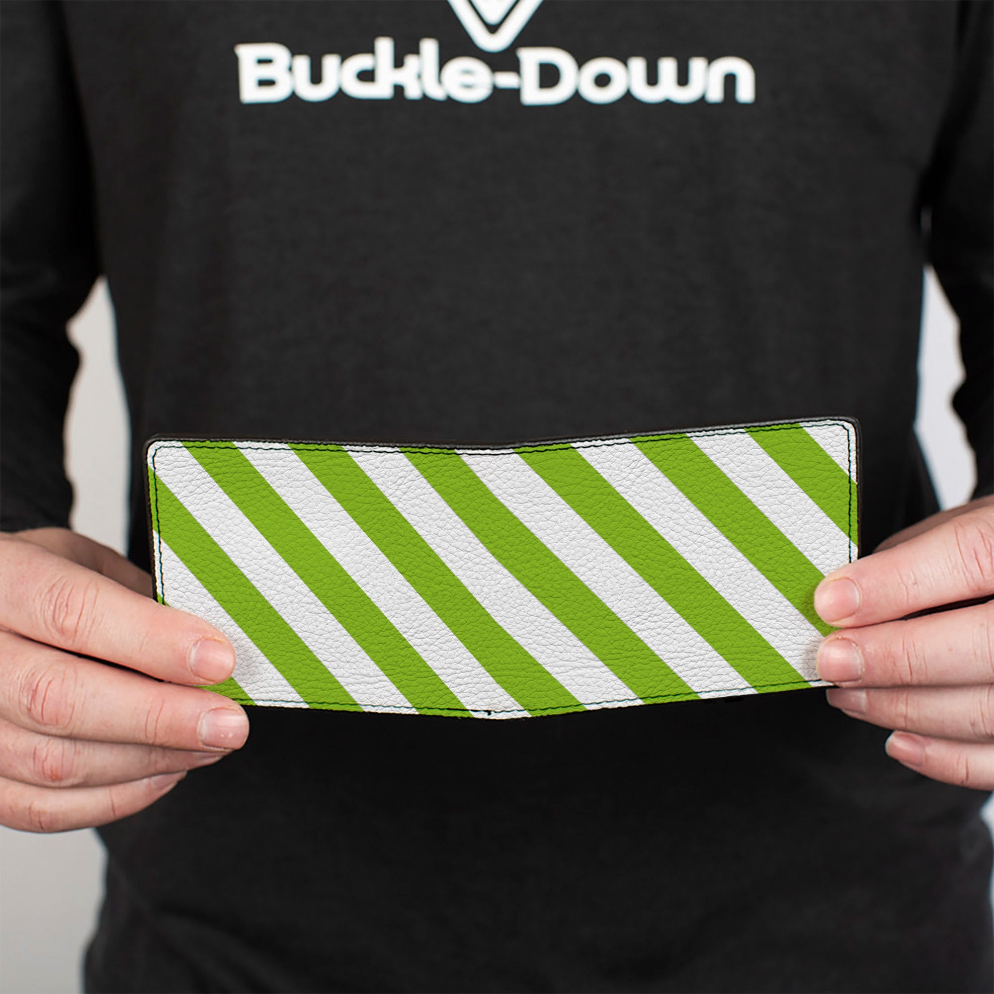 Bi-Fold Wallet - Diagonal Stripes2 White Lime Green Bi-Fold Wallets Buckle-Down