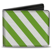 Bi-Fold Wallet - Diagonal Stripes2 White Lime Green Bi-Fold Wallets Buckle-Down
