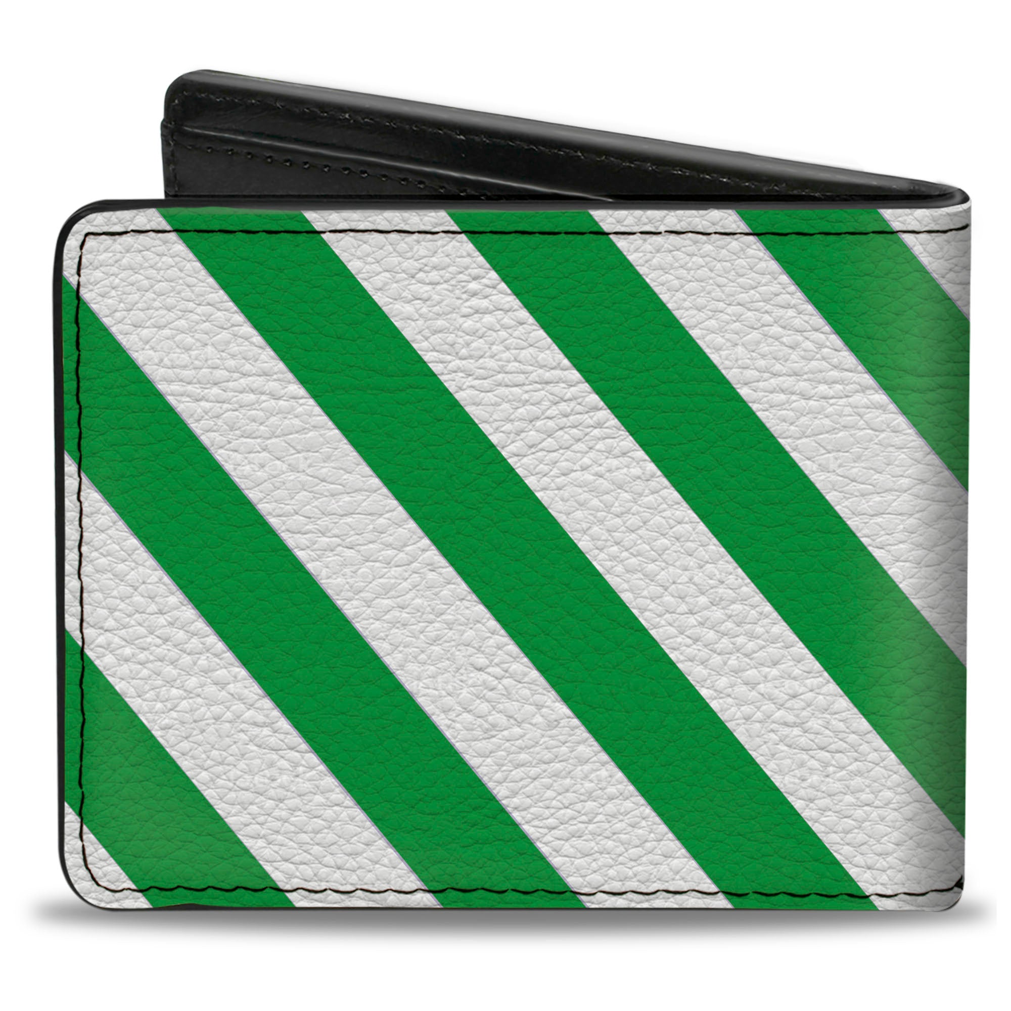 Bi-Fold Wallet - Diagonal Stripes2 White Kelly Green Bi-Fold Wallets Buckle-Down