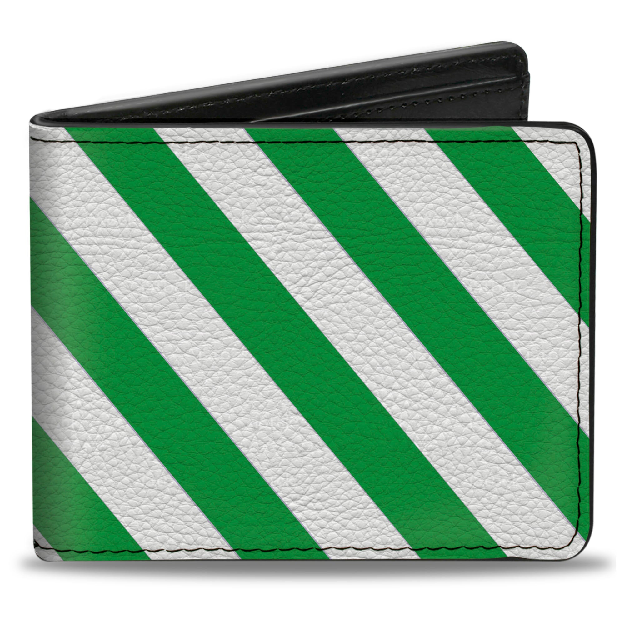 Bi-Fold Wallet - Diagonal Stripes2 White Kelly Green Bi-Fold Wallets Buckle-Down