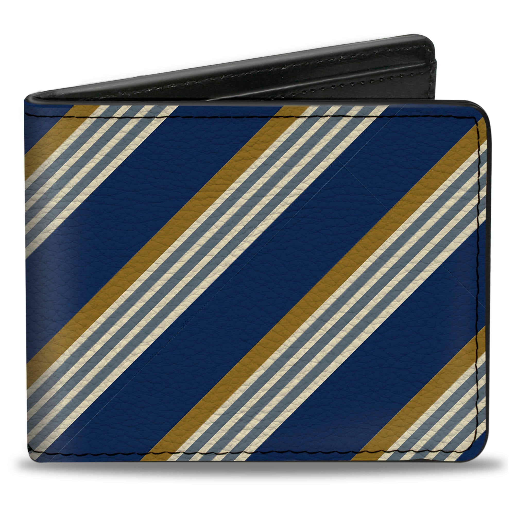 Bi-Fold Wallet - Diagonal Stripes4 Blue Gold White Light Blue Bi-Fold Wallets Buckle-Down