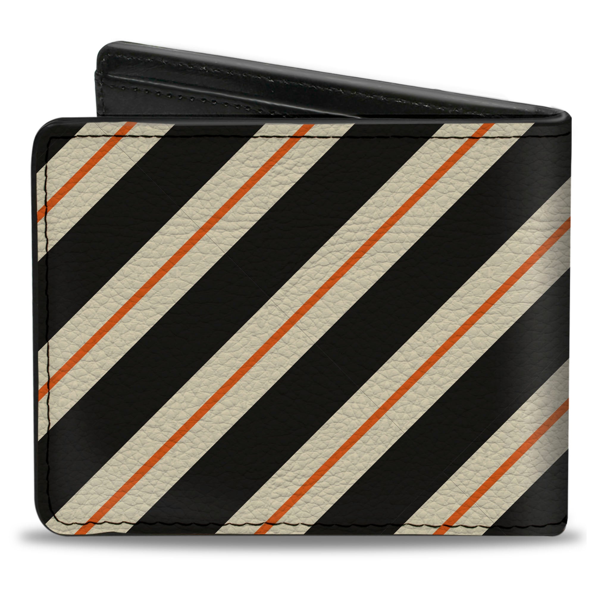 Bi-Fold Wallet - Diagonal Stripes5 Black White Orange Bi-Fold Wallets Buckle-Down