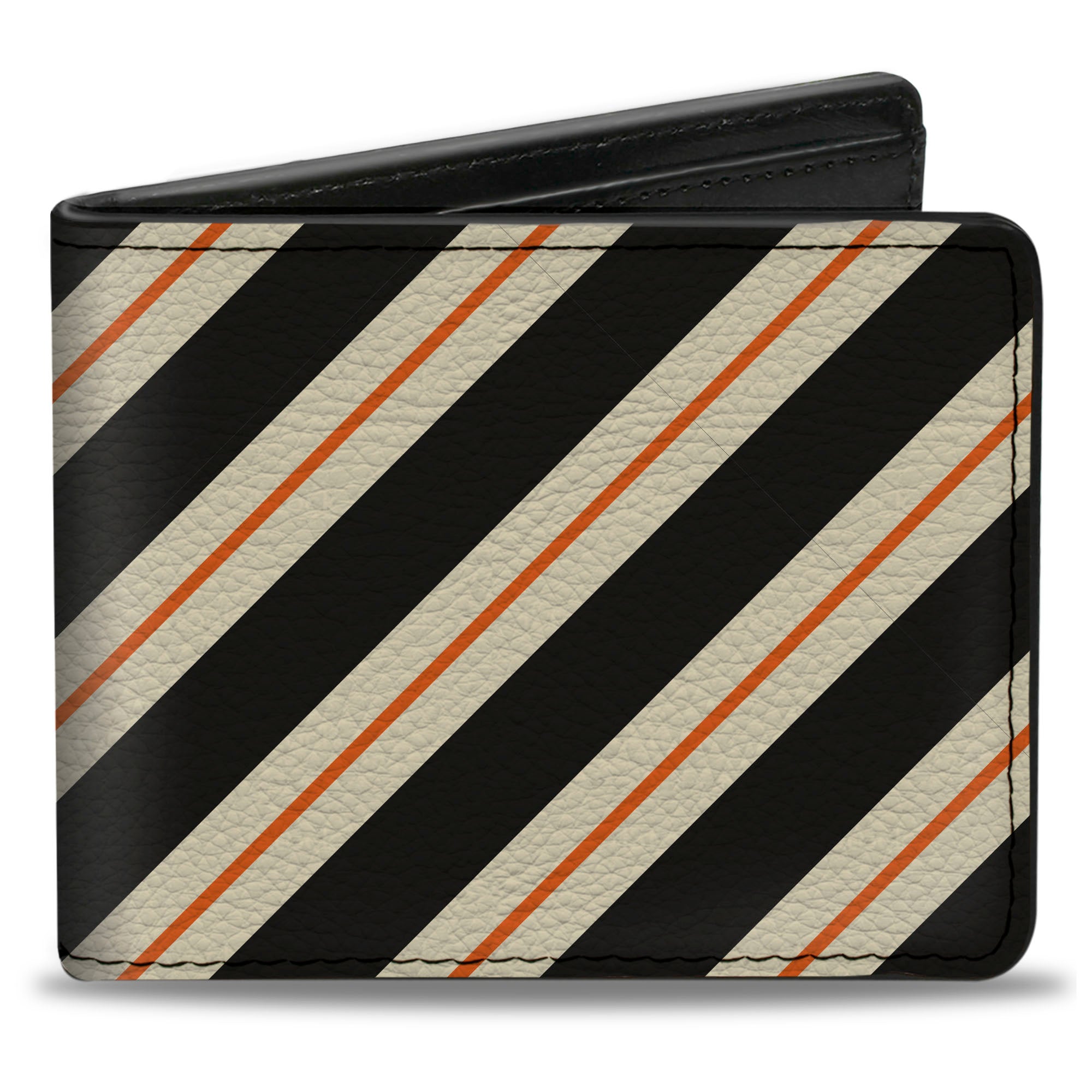 Bi-Fold Wallet - Diagonal Stripes5 Black White Orange Bi-Fold Wallets Buckle-Down