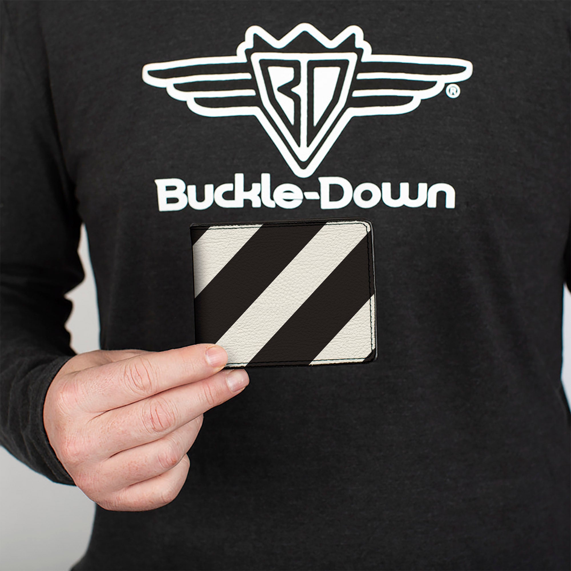 Bi-Fold Wallet - Diagonal Stripes6 White Black Bi-Fold Wallets Buckle-Down