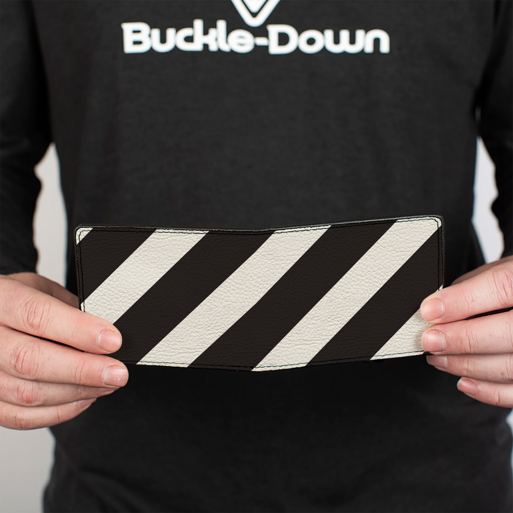 Bi-Fold Wallet - Diagonal Stripes6 White Black Bi-Fold Wallets Buckle-Down