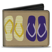Bi-Fold Wallet - Flip Flops5 CLOSE-UP Sand Multi Color Bi-Fold Wallets Buckle-Down