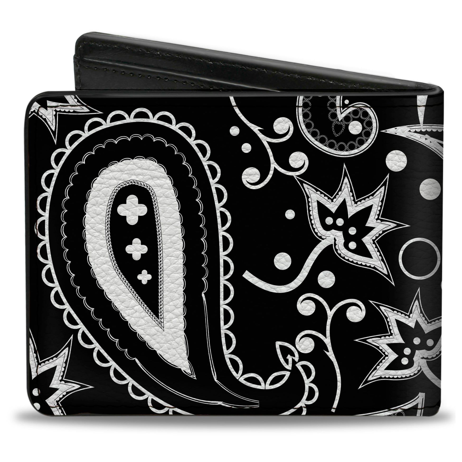 Bi-Fold Wallet - Floral Paisley3 Black White Bi-Fold Wallets Buckle-Down