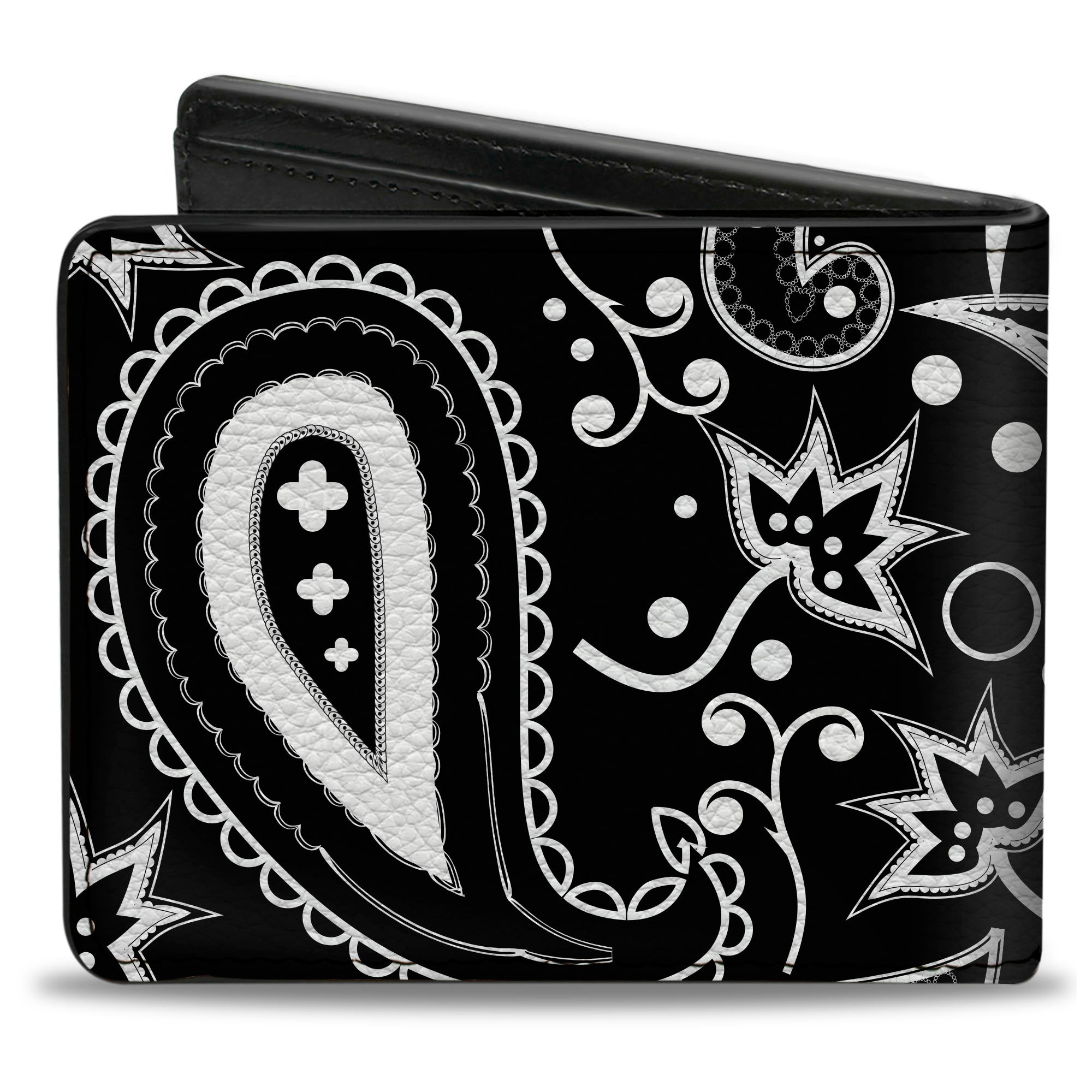 Bi-Fold Wallet - Floral Paisley3 Black White Bi-Fold Wallets Buckle-Down