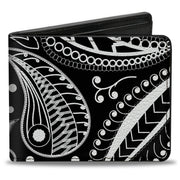 Bi-Fold Wallet - Floral Paisley3 Black White Bi-Fold Wallets Buckle-Down