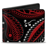 Bi-Fold Wallet - Floral Paisley3 Black Red Gray White Bi-Fold Wallets Buckle-Down
