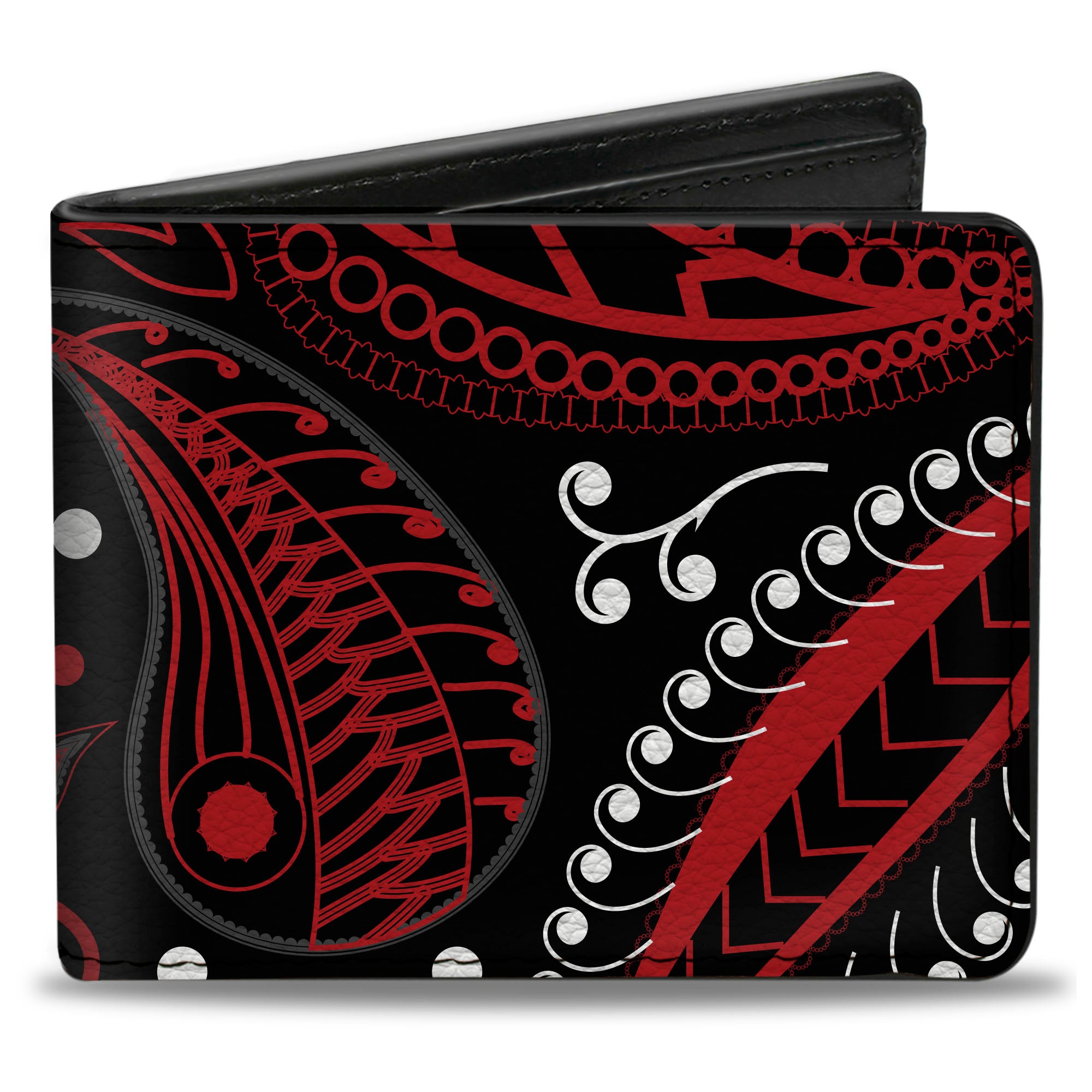 Bi-Fold Wallet - Floral Paisley3 Black Red Gray White Bi-Fold Wallets Buckle-Down