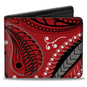 Bi-Fold Wallet - Floral Paisley3 Red Black Gray White Bi-Fold Wallets Buckle-Down